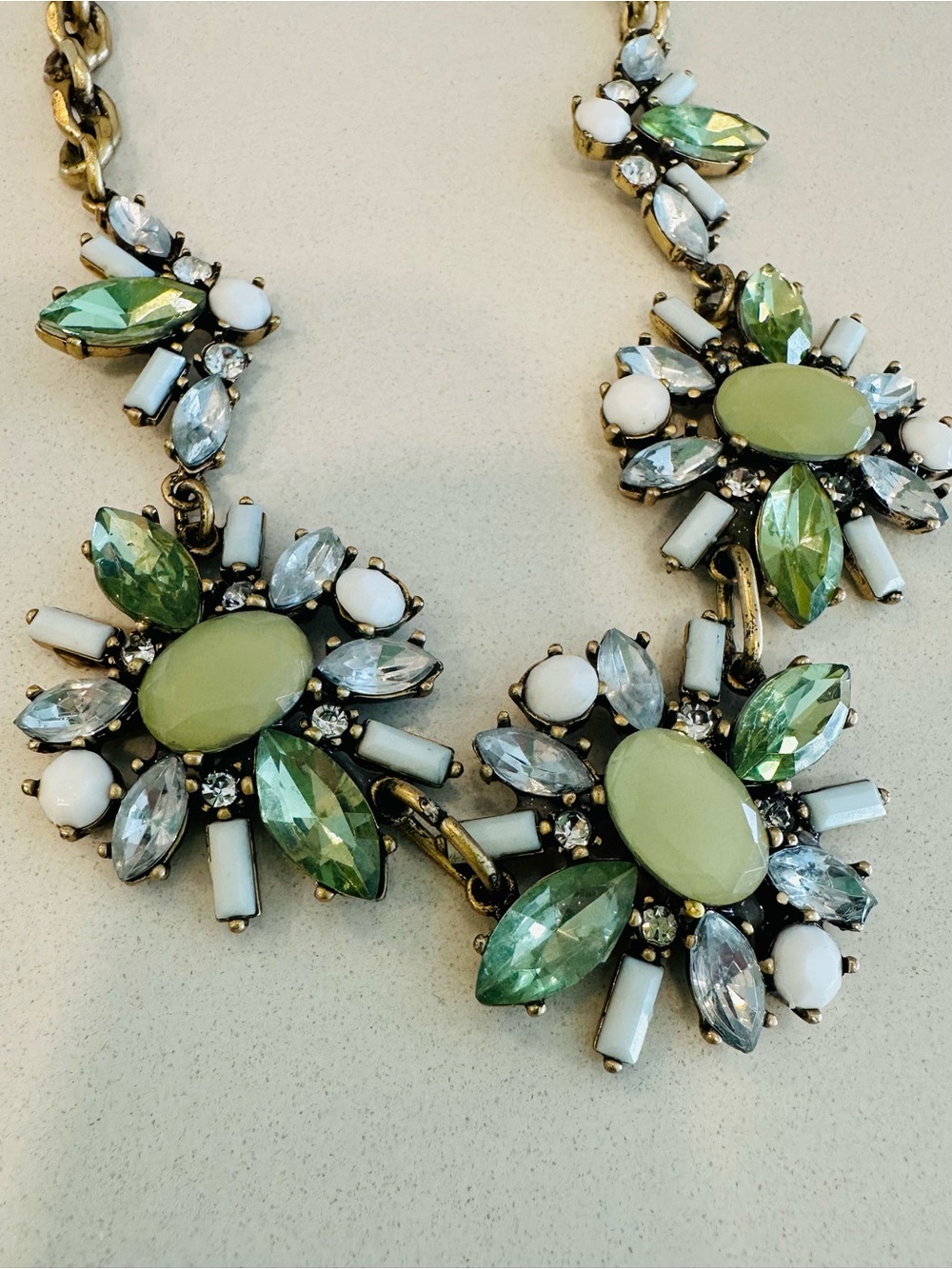 Loft Statement Green Floral Crystal Necklace